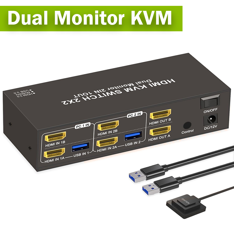 2x2 Dual Monitor HDMI KVM Swit - đánh giá và giá Kvm Switch Dual Monitor