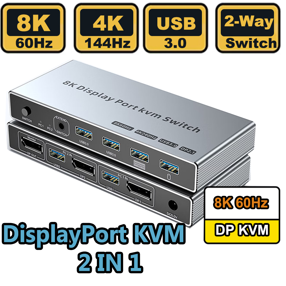 Displayport KVM Switch 2 in 1  - đánh giá và giá Kvm Switch Dual Monitor