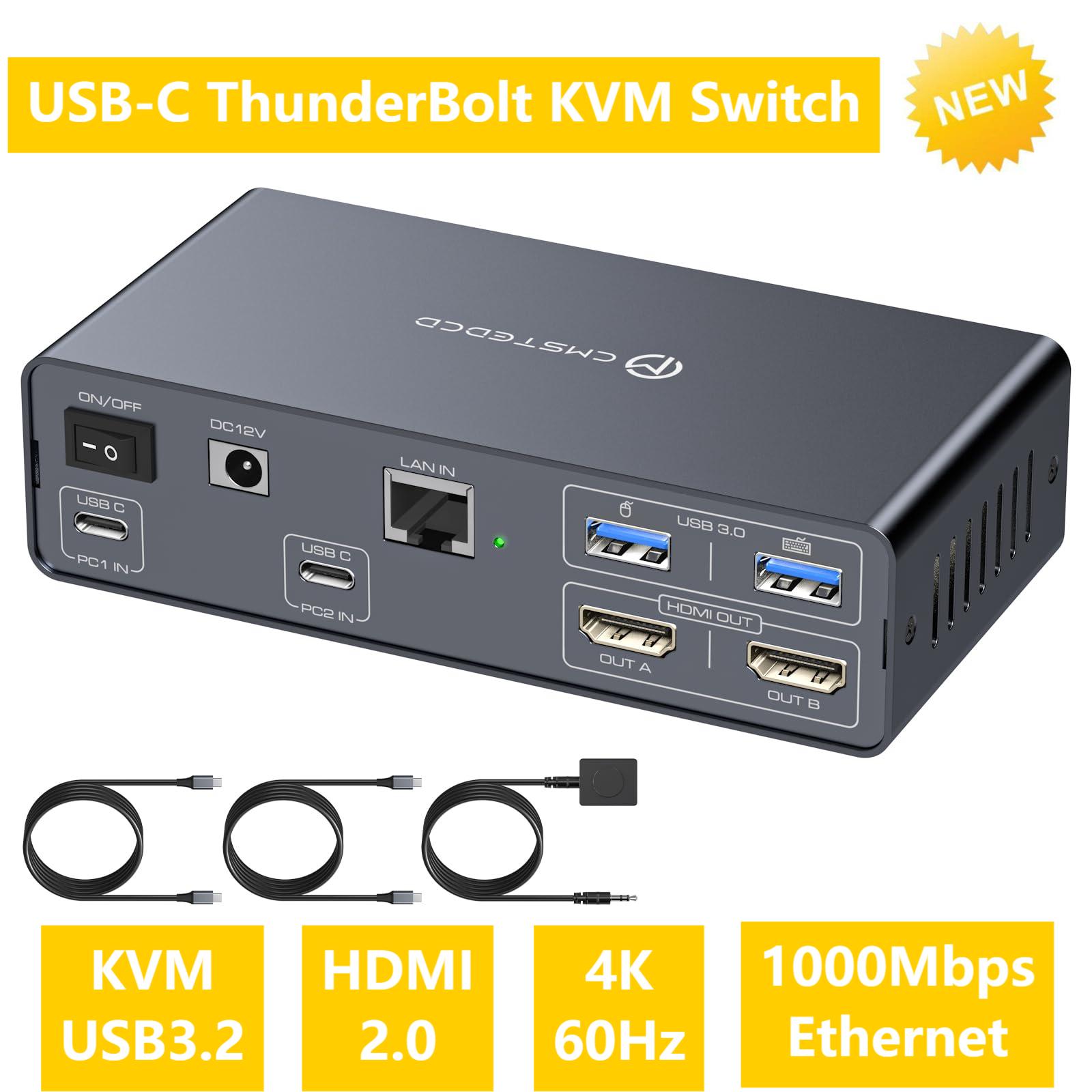 USB C KVM Switch 2 Monitors 2  - đánh giá và giá Kvm Switch Dual Monitor