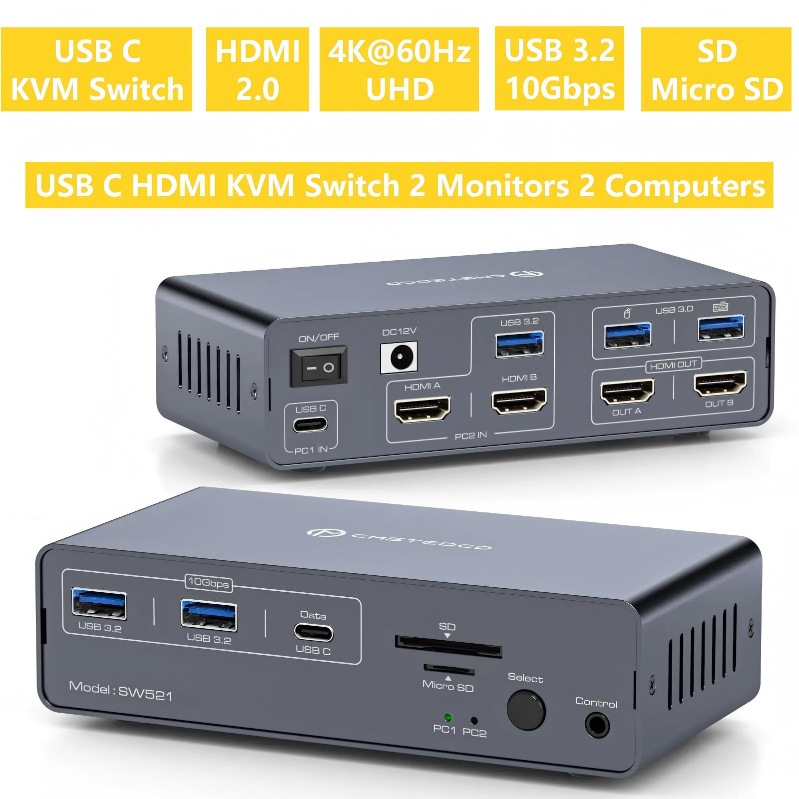 KVM Switch 2 Monitors 2 Comput - đánh giá và giá Kvm Switch Dual Monitor