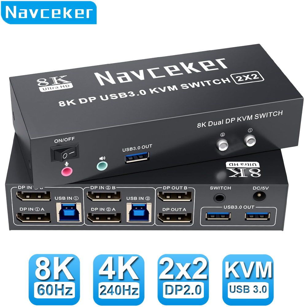 Navceker 4K 240Hz Dual Monitor - đánh giá và giá Kvm Switch Dual Monitor