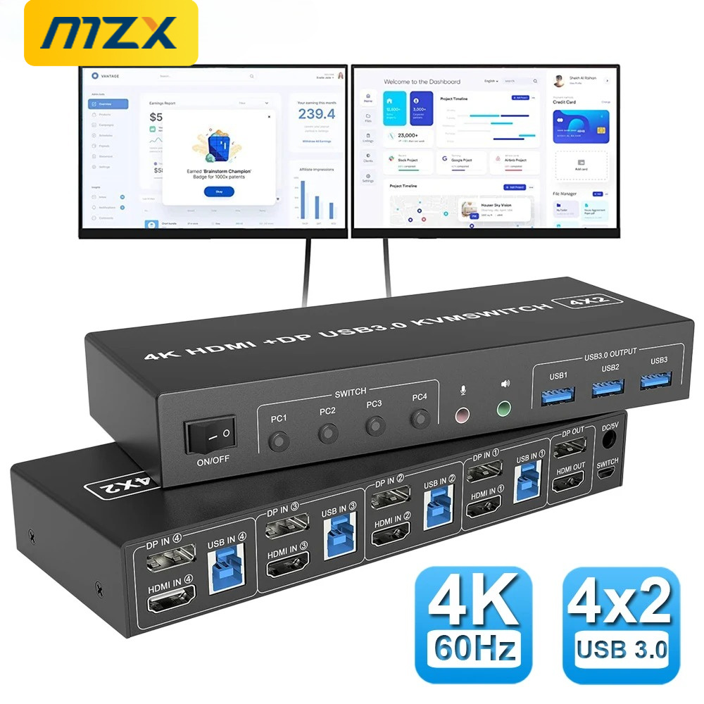 MZX 4 Port KVM Switch HDMI-Com - đánh giá và giá Kvm Switch Dual Monitor