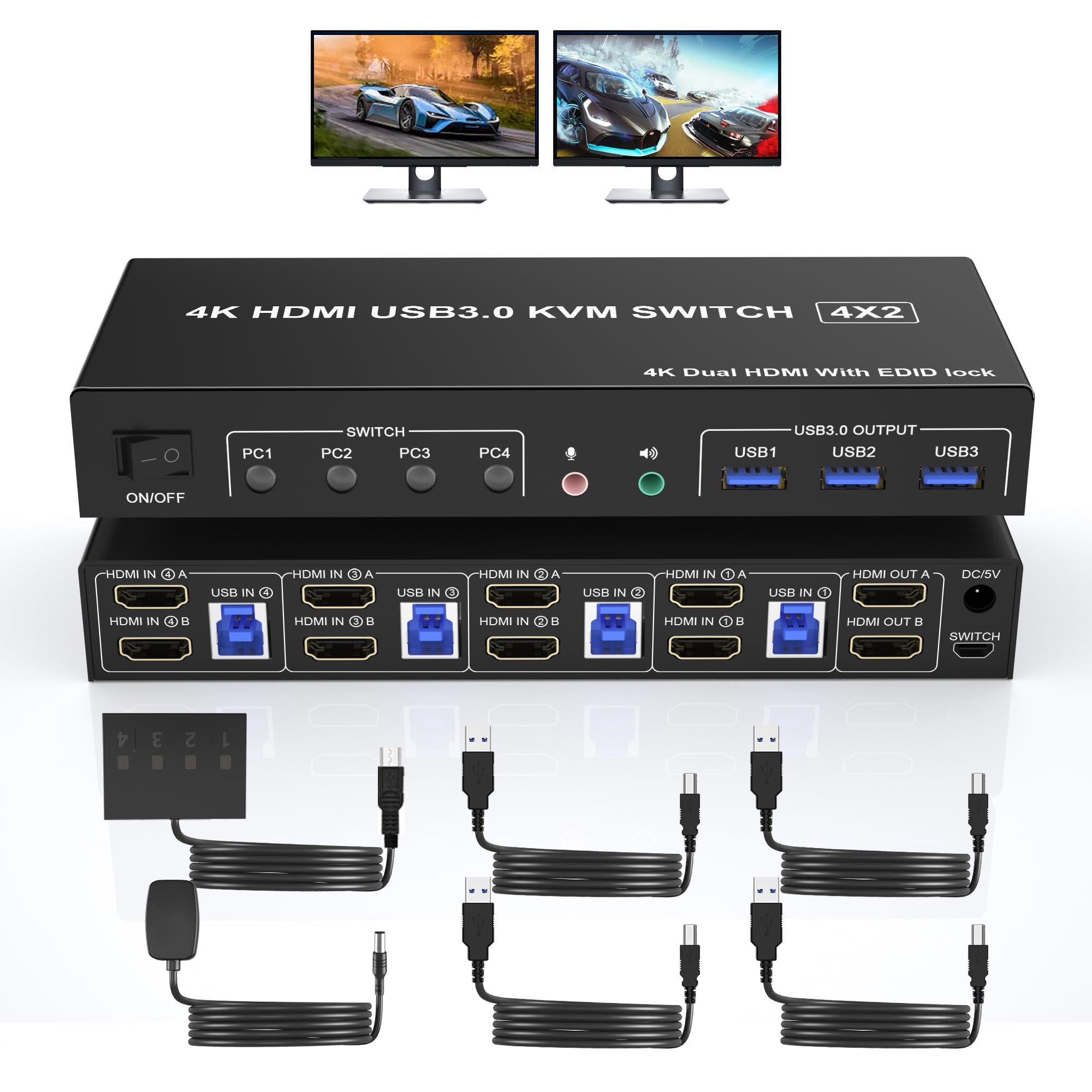 4K USB 3.0 KVM Switch HDMI Dua - đánh giá và giá Kvm Switch Dual Monitor
